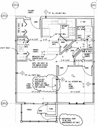 Floor plan for 1 bed, 1 bath, 725 sqft